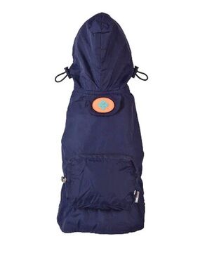 Navy Hooded Dog Raincoat with Pocket